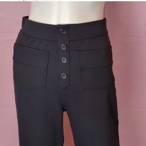 Halara High Waisted Button Front Straight Leg Casual Pants Black Small Tall